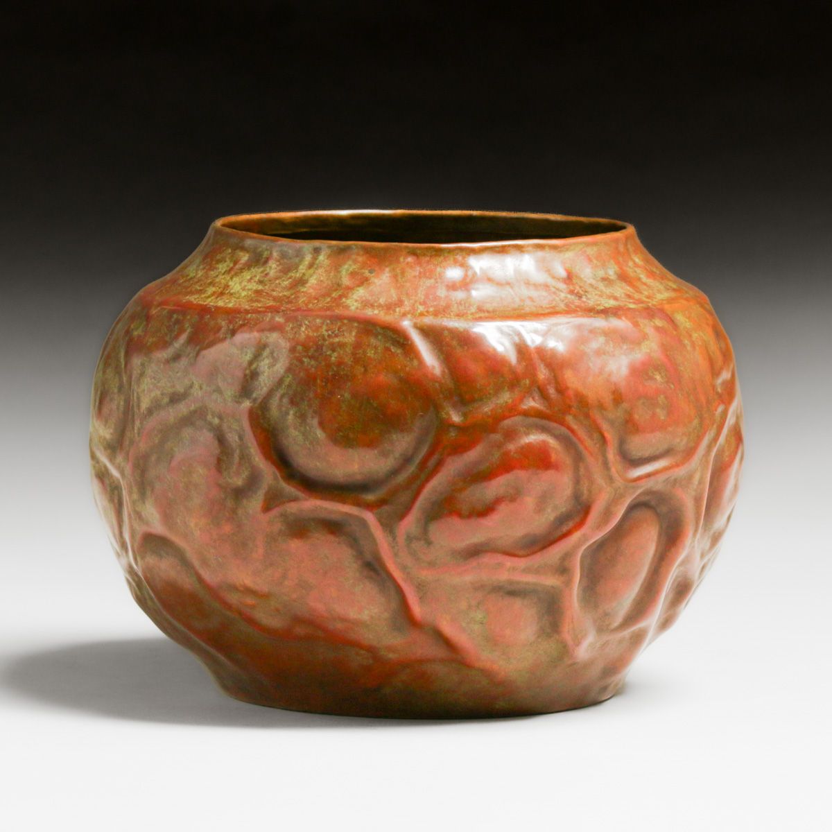Michael Adams - Aurora Studios Hammered Copper Wrinkled Warty Vase c2000