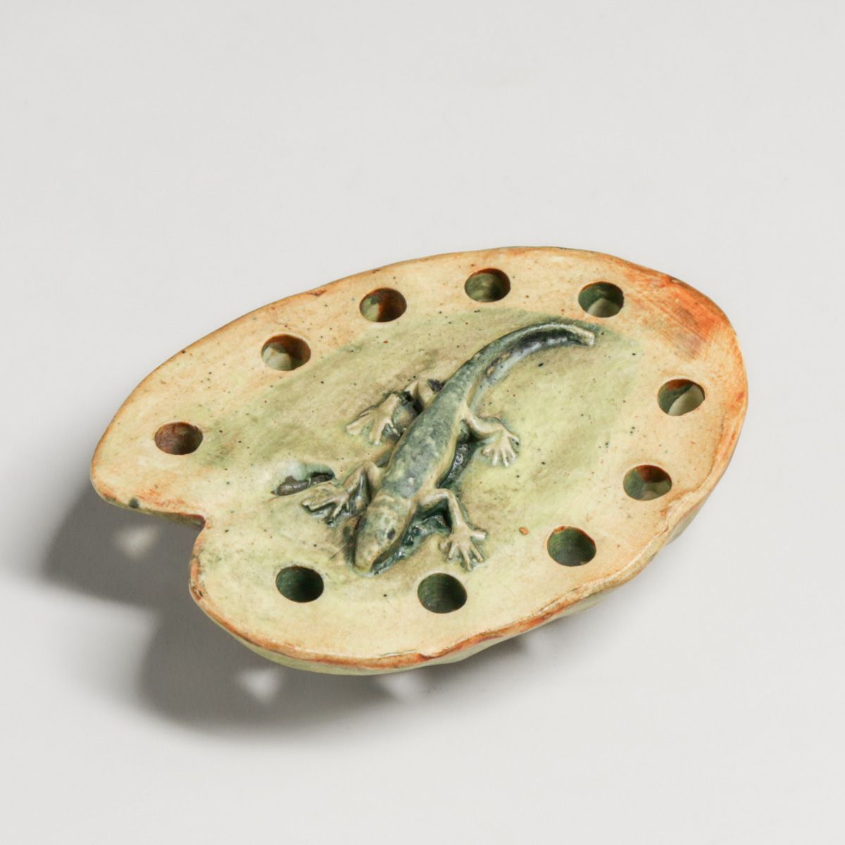 Weller Pottery Muskota Lizard Flower Frog c1920s