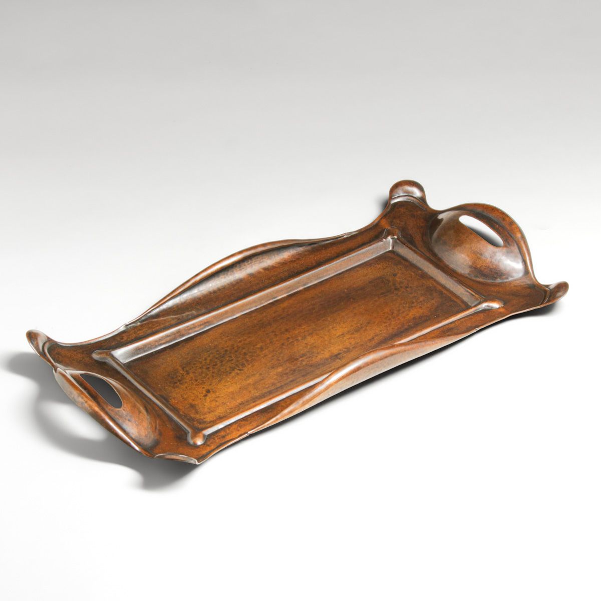 Large Gustav Stickley Hammered Copper Tray c1910