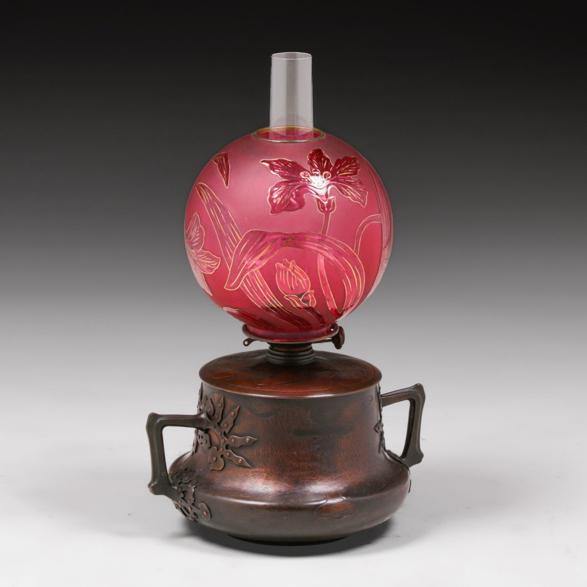 Hans Eduard von Berlepsche-Valendas - Munich, Germany Secessionist Hammered Copper & Brass Kerosene Lamp c1898-1900