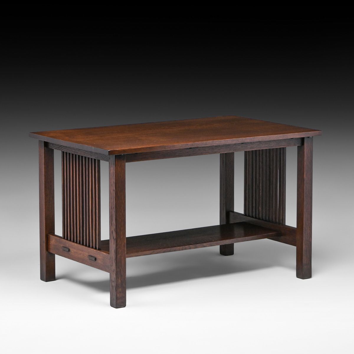 Gustav Stickley Oak Spindled Library Table c1907