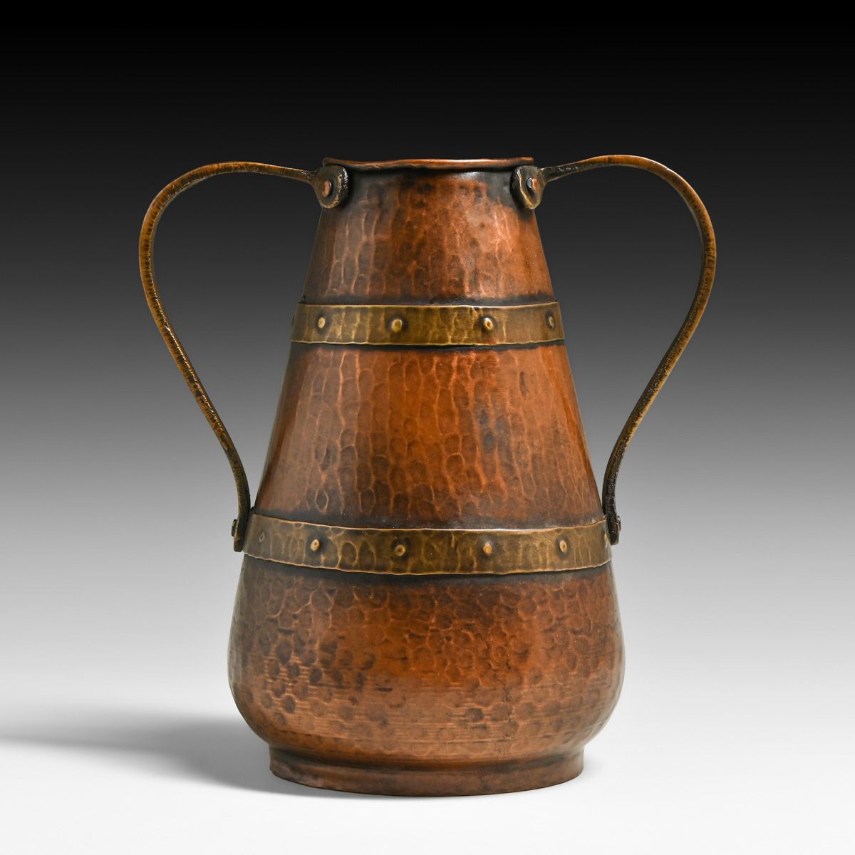 Grand Rapids Hammered Copper & Brass Two-Handled Vase c1910