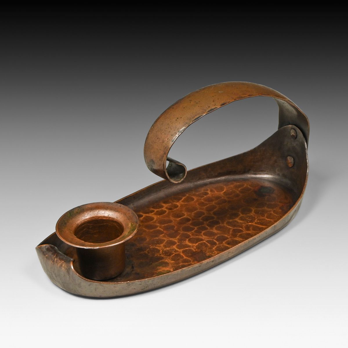 Craftsman Studios - Laguna Beach Hammered Copper Candlestick c1930.