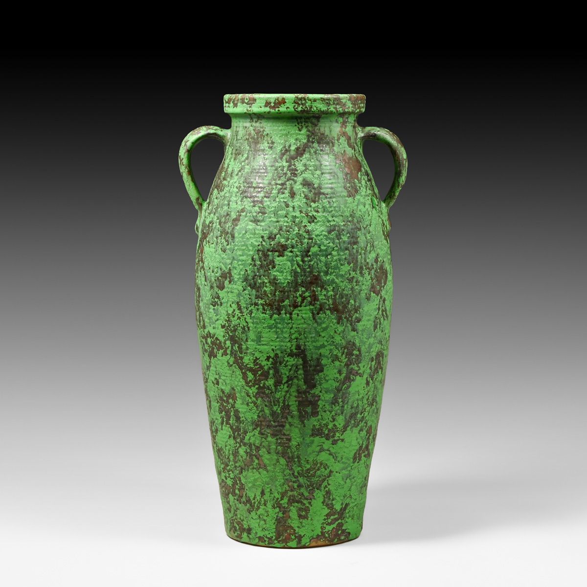 Weller Coppertone 18"h Two-Handled Vase c1920s