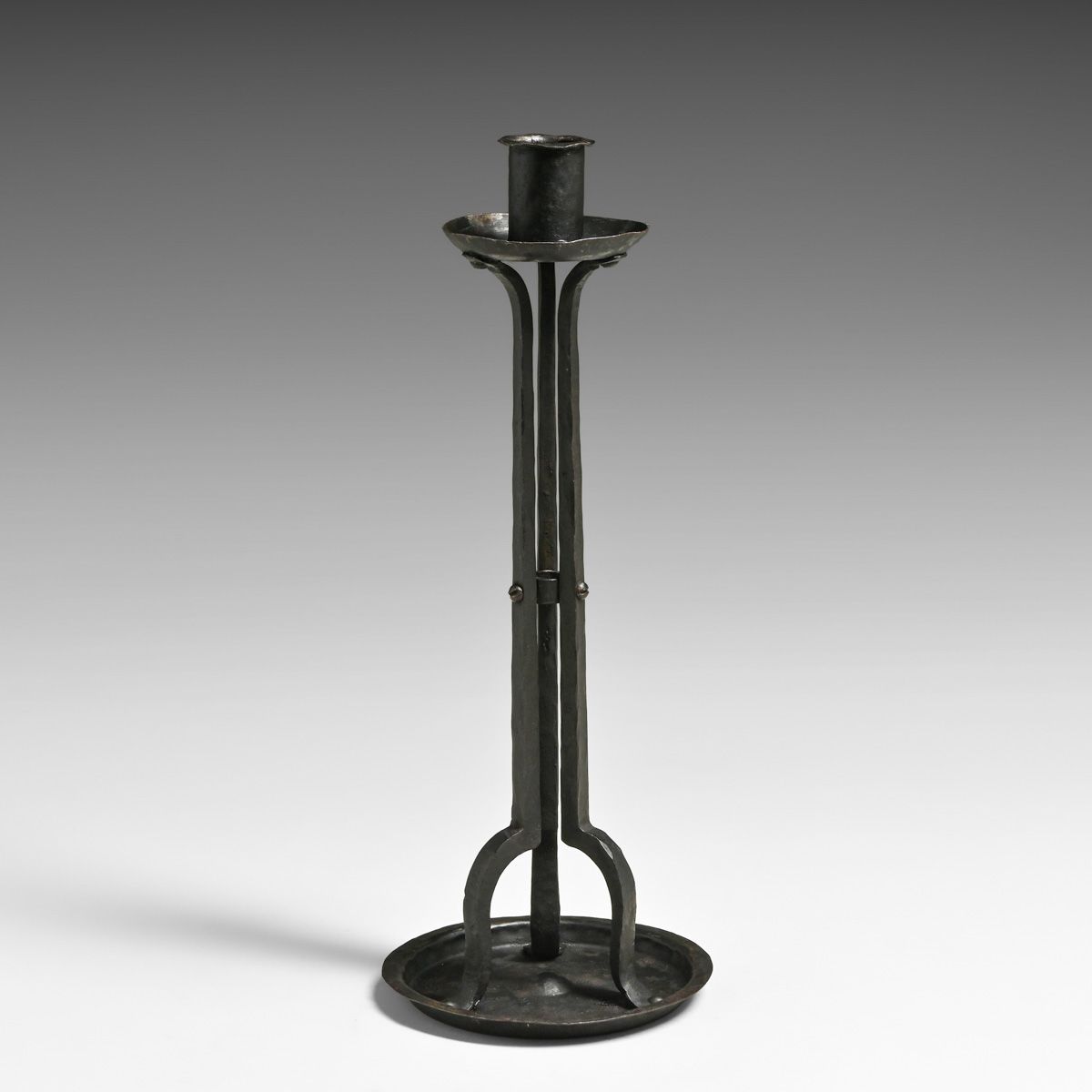 Arts & Crafts Period Hand-Forged Iron Candlestick c1910