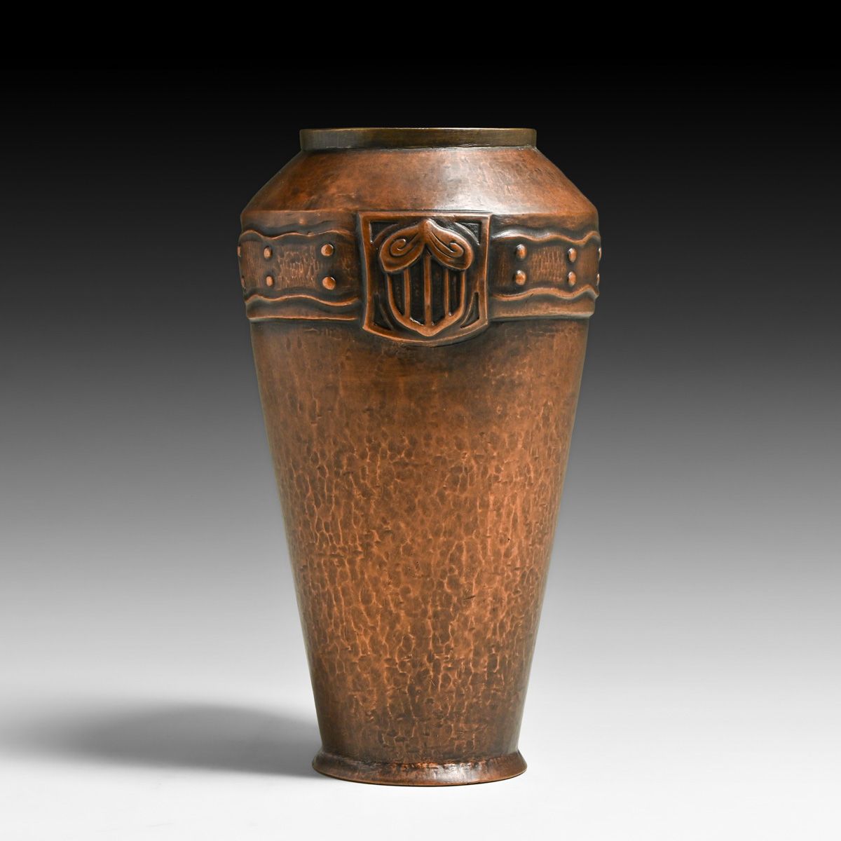 WMF - German Art Nouveau Hammered Copper Vase c1905