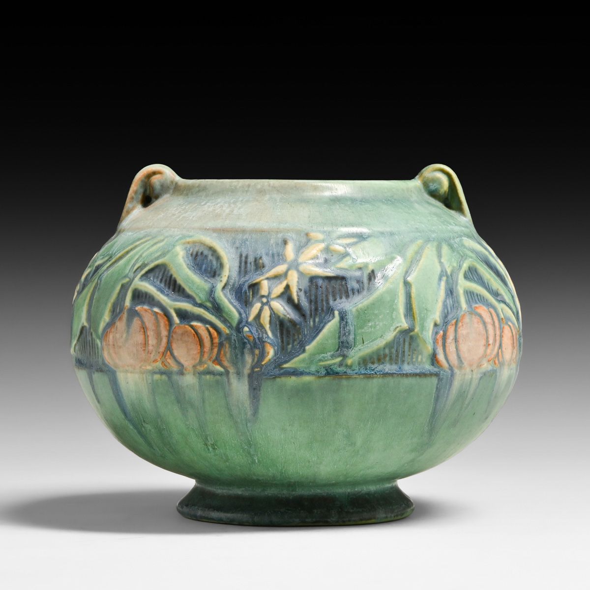 Roseville Pottery Green Baneda Two-Handled Vase c1920s