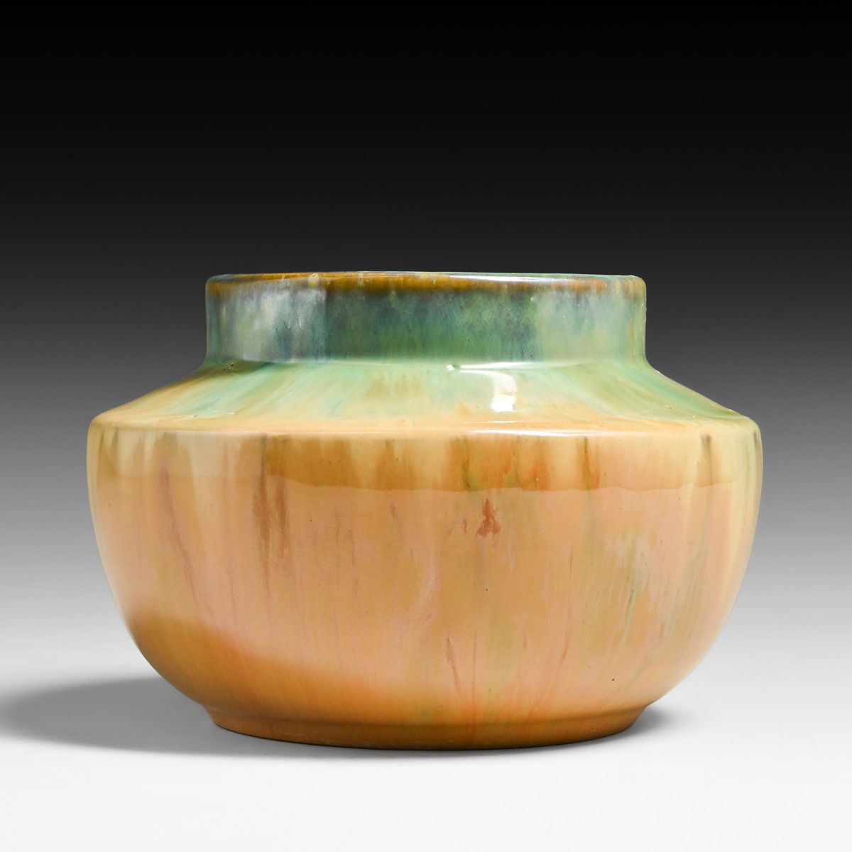 Fulper Pottery - Prang Chinese Green & Orange Flambe Vase c1910