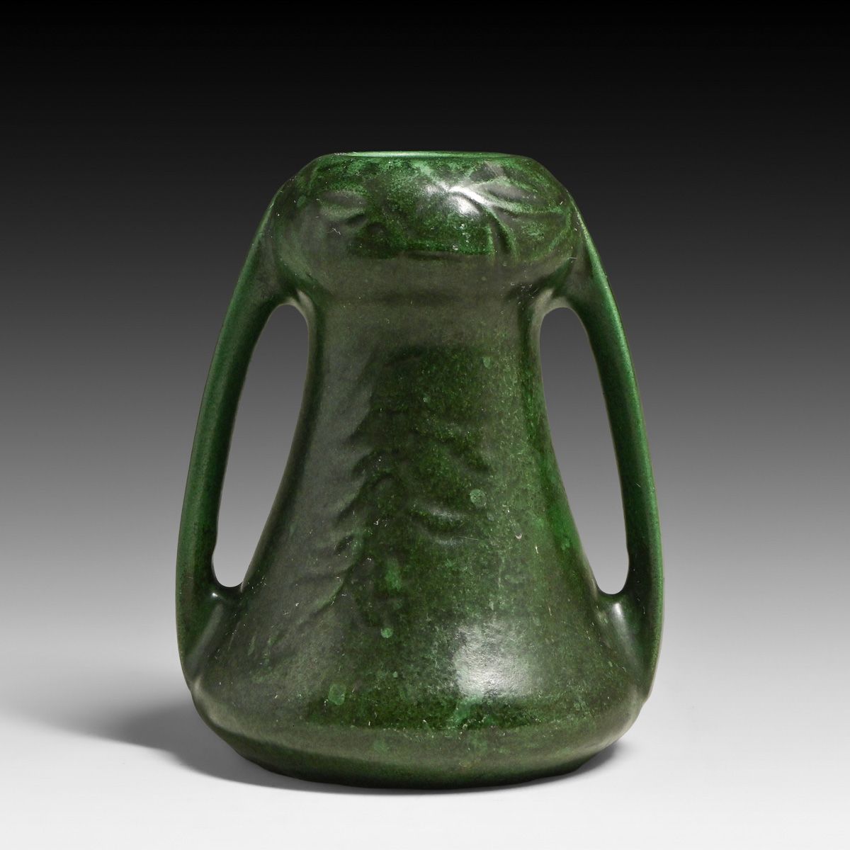 Weller Bedford Dark Matte Green Two-Handled Vase c1910