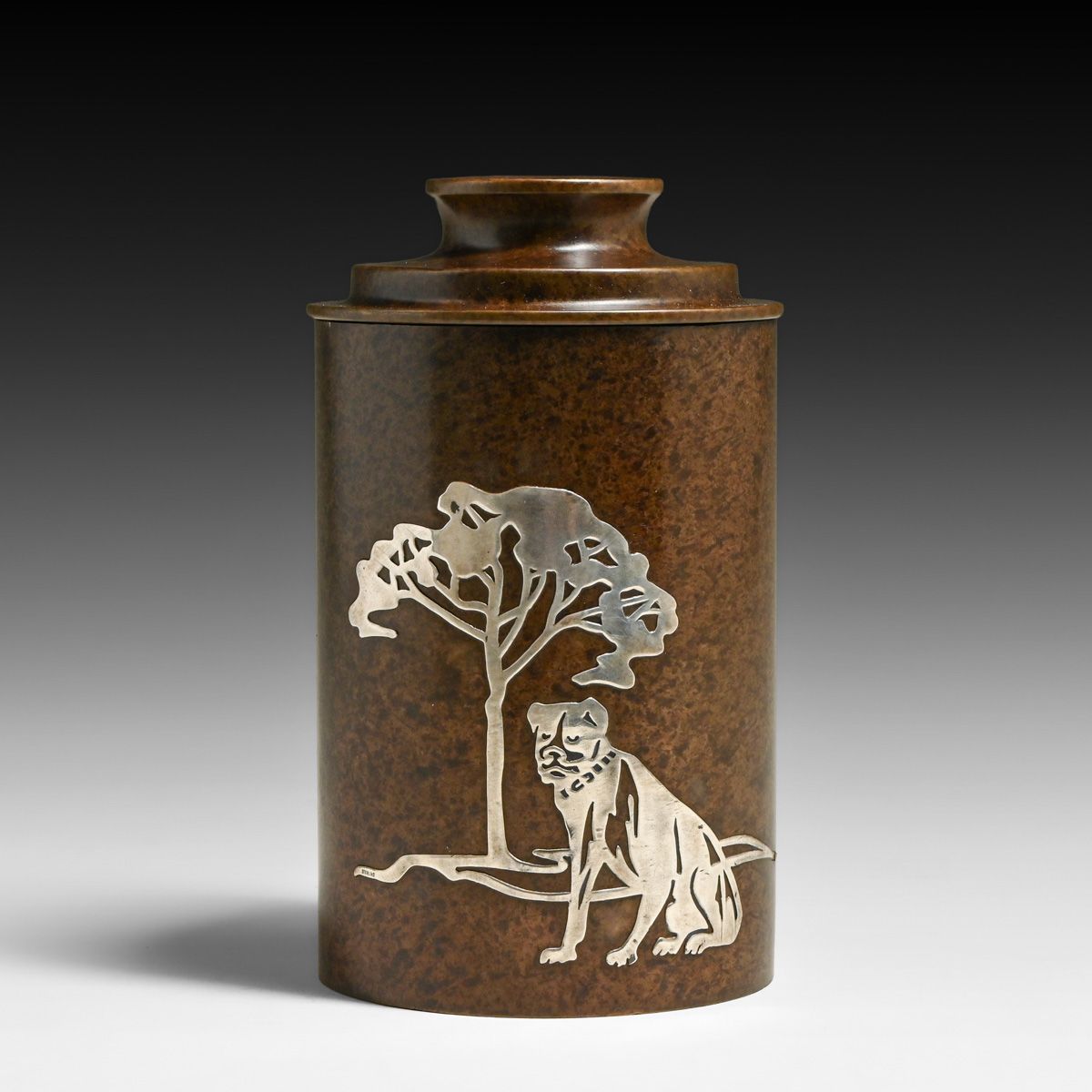 Heintz #2539 Sterling on Silver Bulldog Humidor 1912