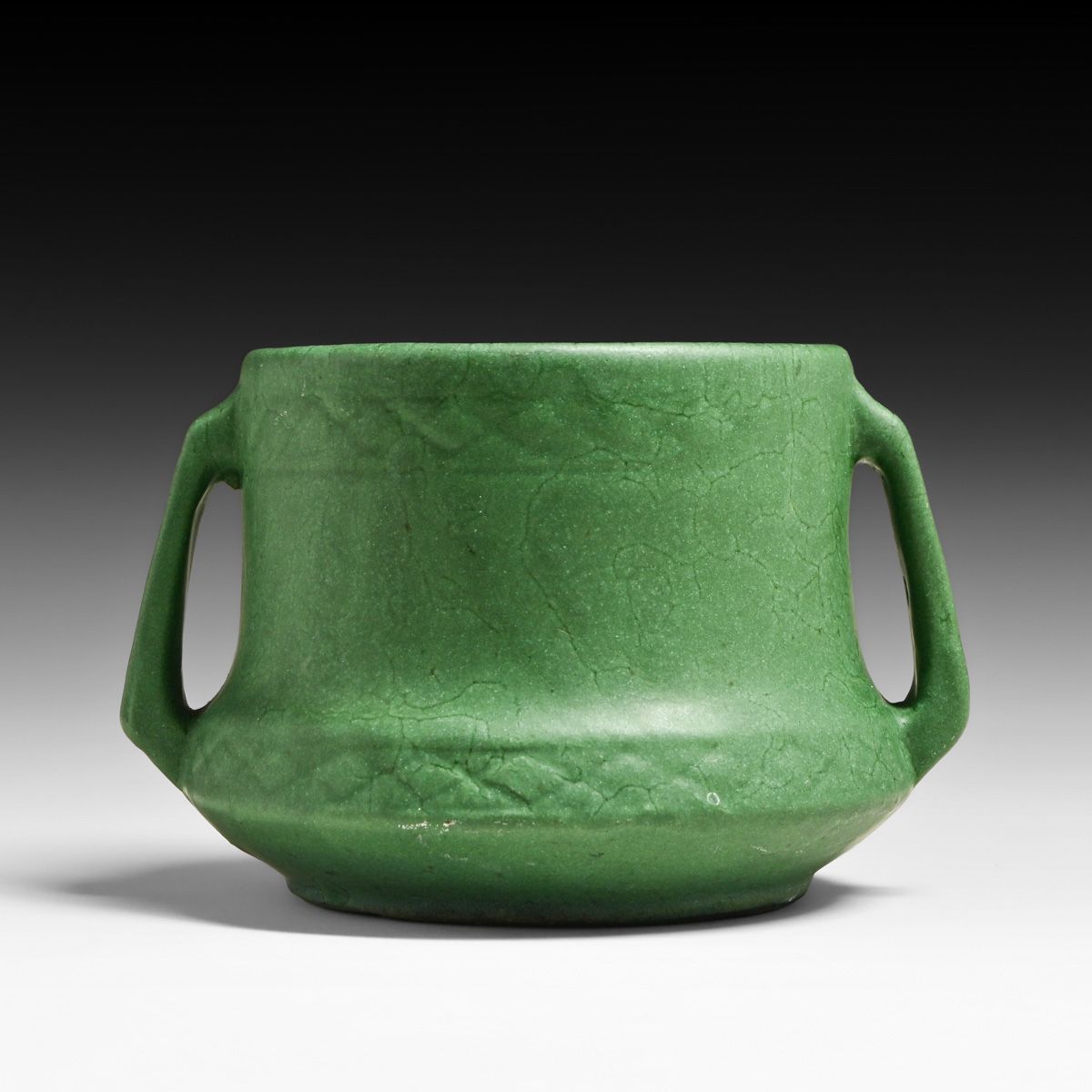 Weller Bedford Matte Green Two-Handled Vase c1910