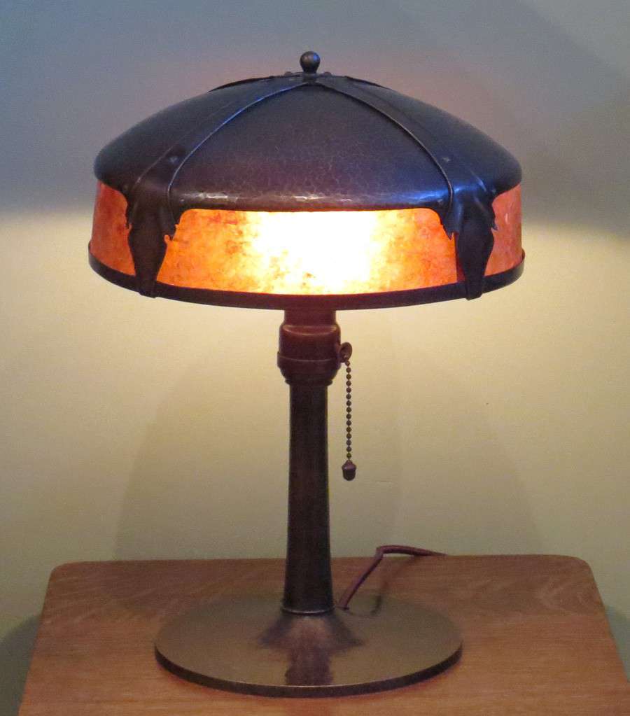 Roycroft Archives California Historical Design Roycroft Hammered Copper Mica Helmet Lamp