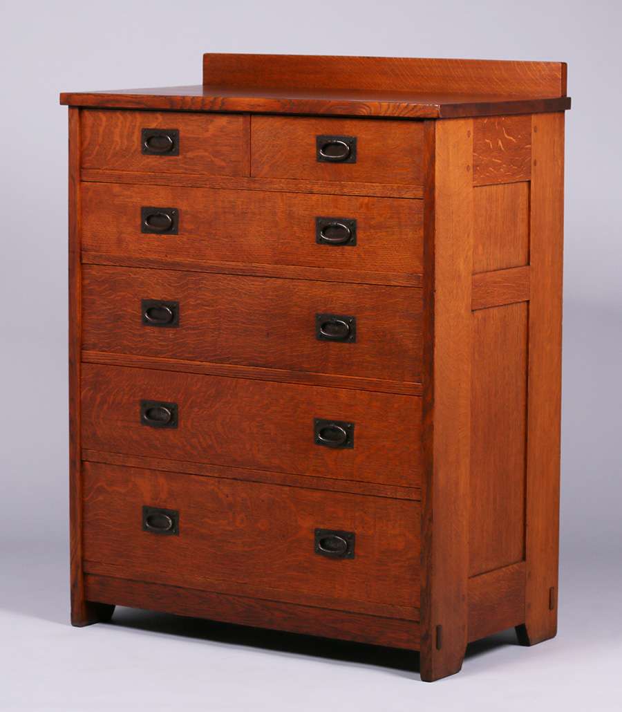 Lot 727. Gustav Stickley 6Drawer Dresser California Historical Design
