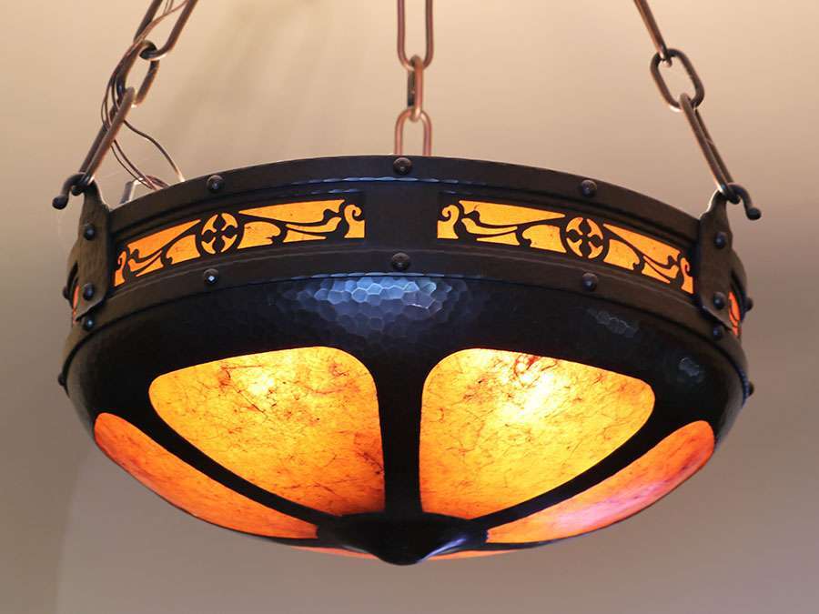 Work Van For Sale >> Small Michael Adams Hammered Copper & Mica Chandelier ... Work Van For Sale >> Small Michael Adams Hammered Copper & Mica Chandelier ...