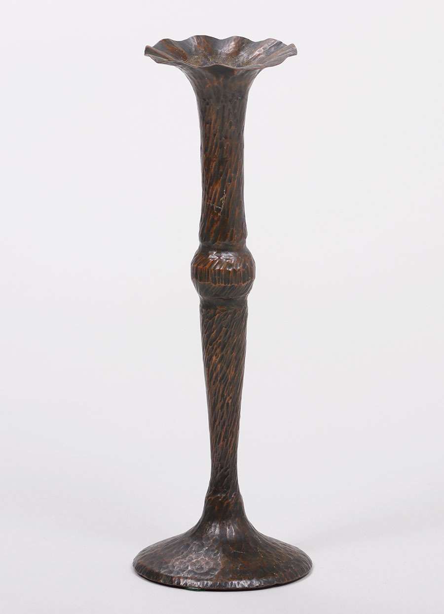 obrien iron works hammered copper stem vase c1910 california o brien iron works