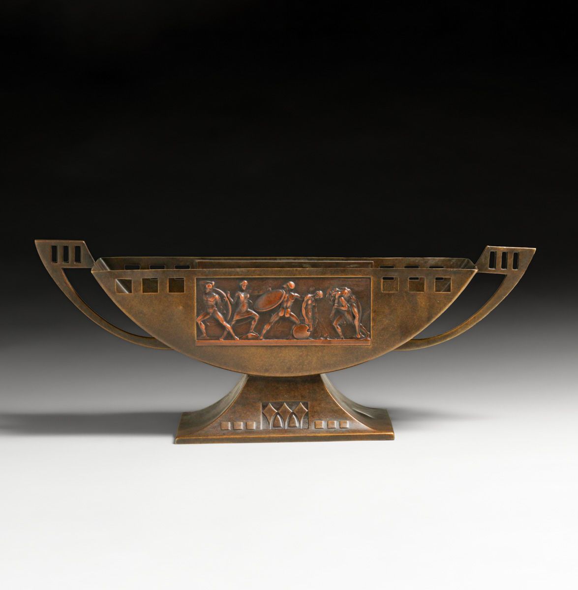 WMF - German Art Nouveau Cutout Brass Repousse Classical Revival Jardiniere c1905