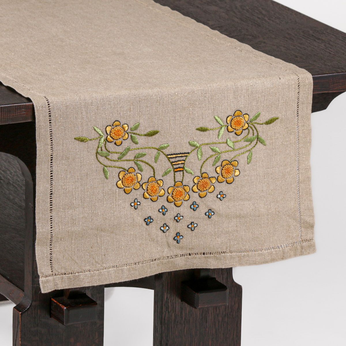 Arts & Crafts Hand-Embroidered Table Runner c1910