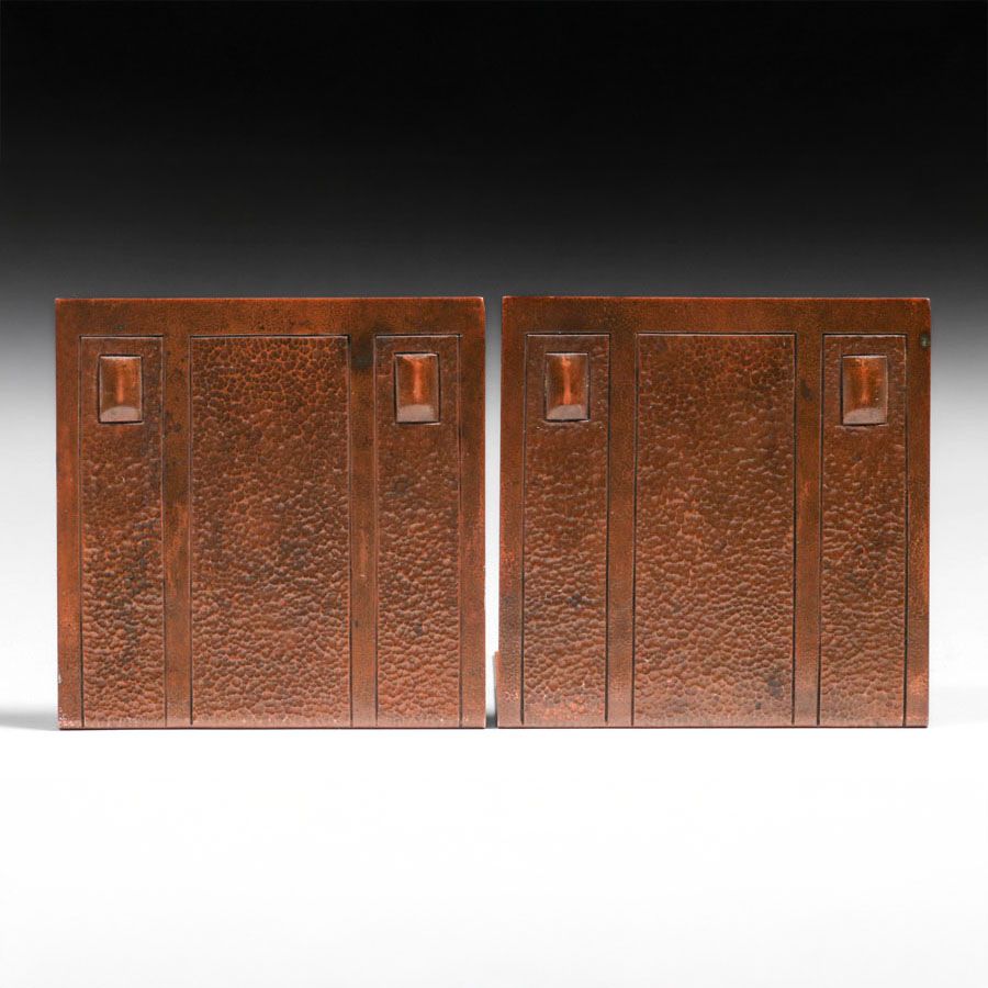 Karl Kipp - Walter Jennings Hammered Copper Secessionist Bookends c1911