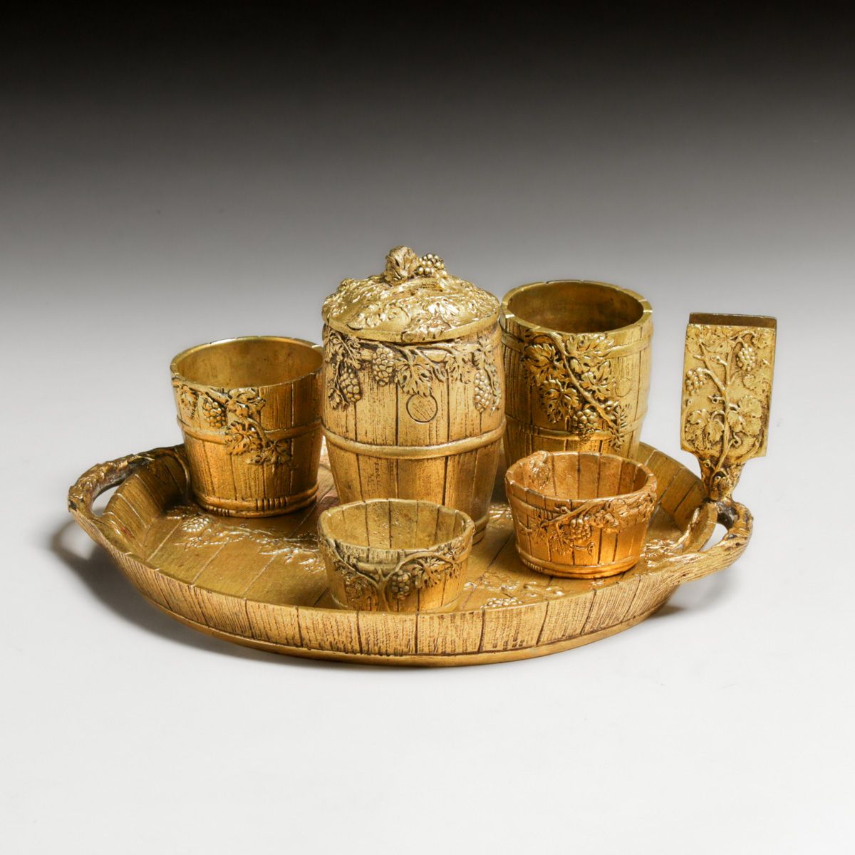 Etienne Mercier - French Art Nouveau Gilt Bronze Cigar Set c1890s