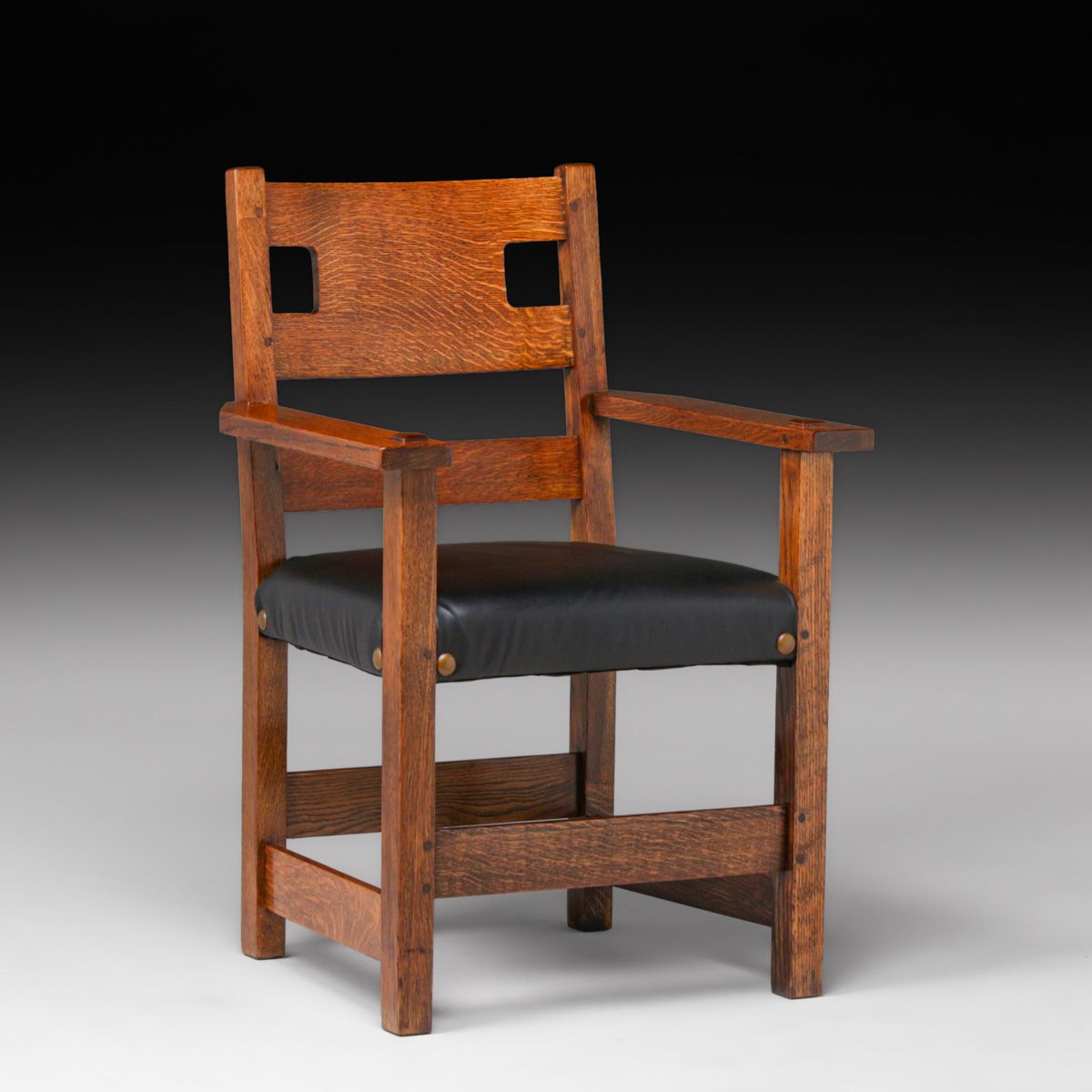 Limbert #593 Cutout Oak Armchair c1910