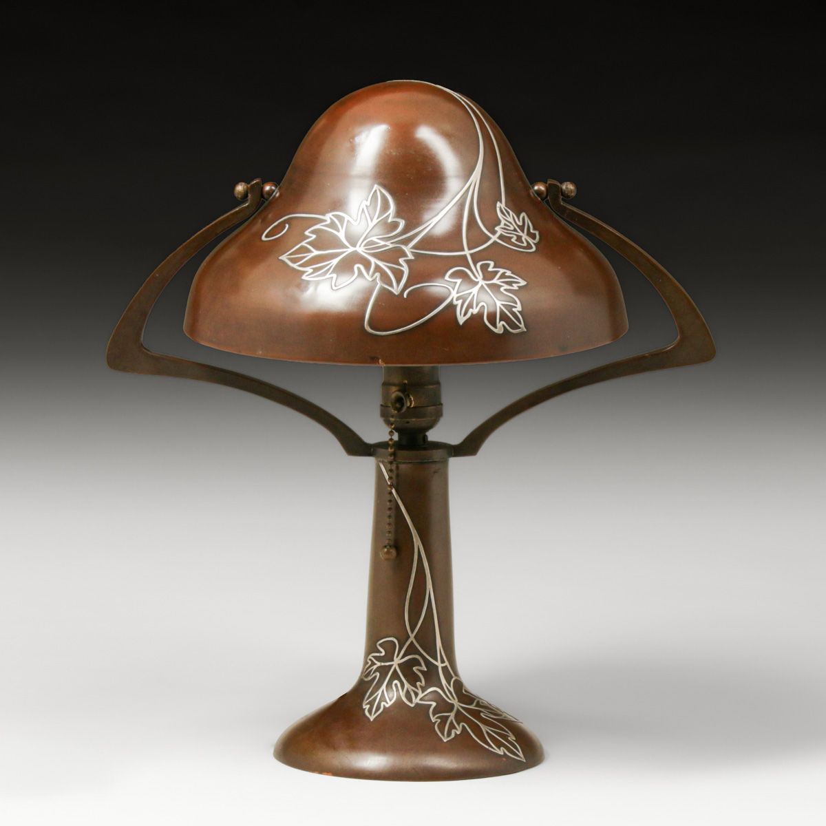 Heintz Sterling on Bronze Helmet Lamp c1915