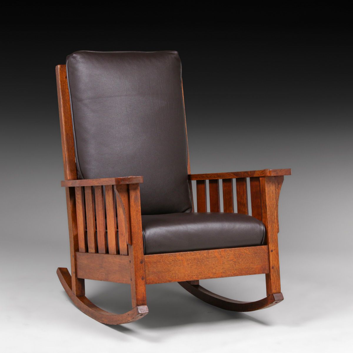 L&JG Stickley Slatted Oak Rocker c1910