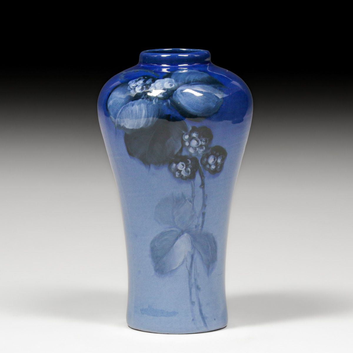 Weller Blue Louwelsa Blackberry Floral Vase c1900s