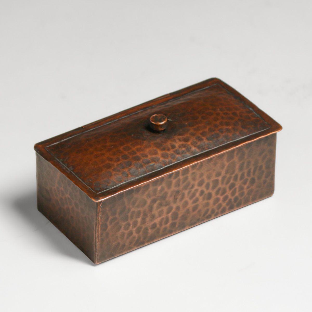 Gustav Stickley Hammered Copper Stamp Box c1910