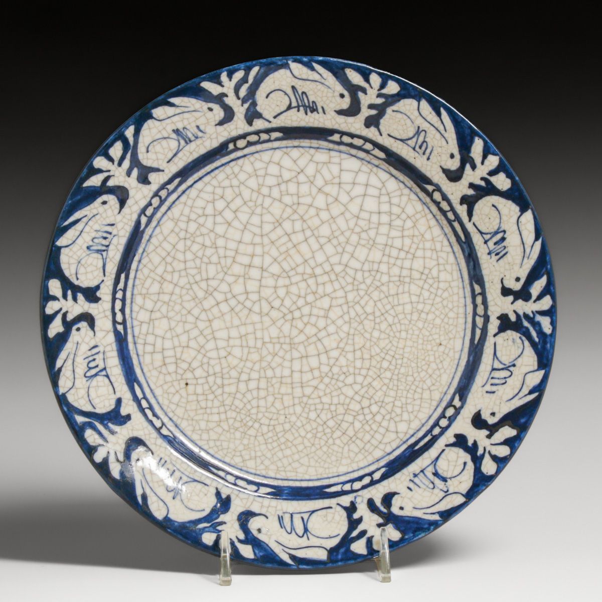 Dedham Pottery Rabbit Crackleware Plate c1920s