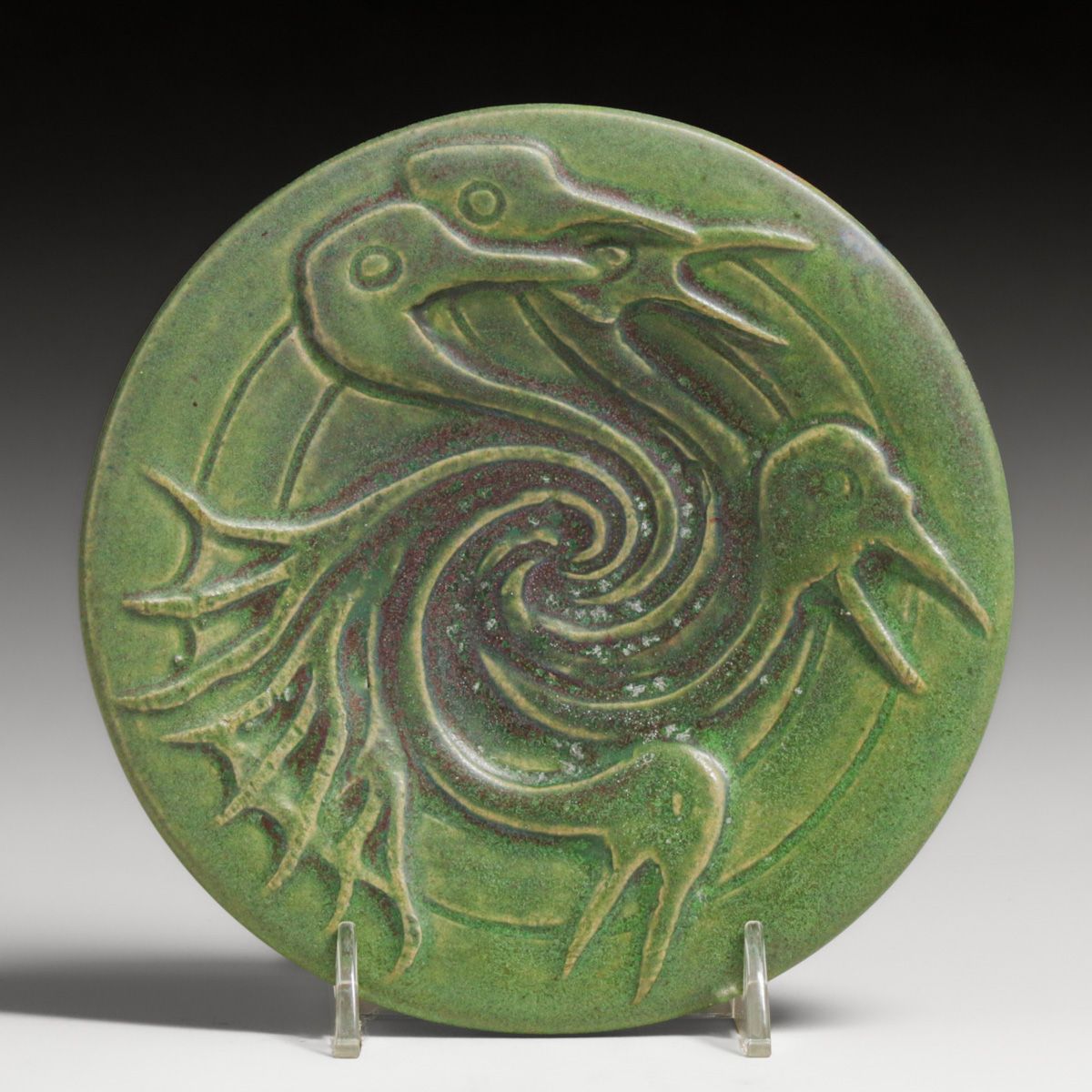 Early Van Briggle Triple Geesehead Plate 1905