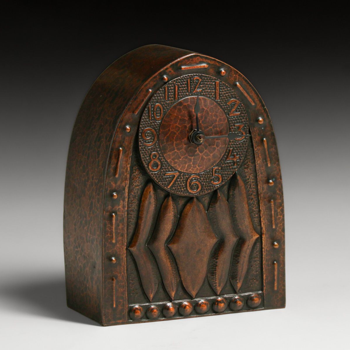 Austrian Secessionist Hammered Copper Clock c1905