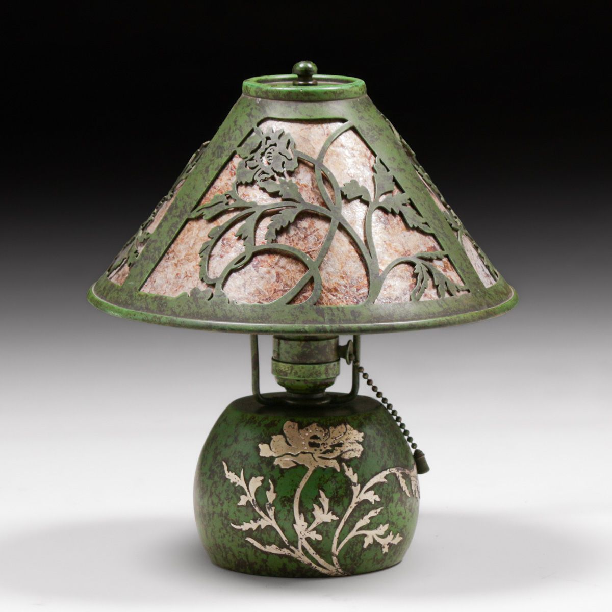 Heintz Sterling on Bronze Cutout Lamp c1910s
