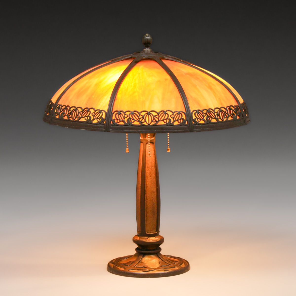 Bradley & Hubbard Curved Glass Lamp c1920s