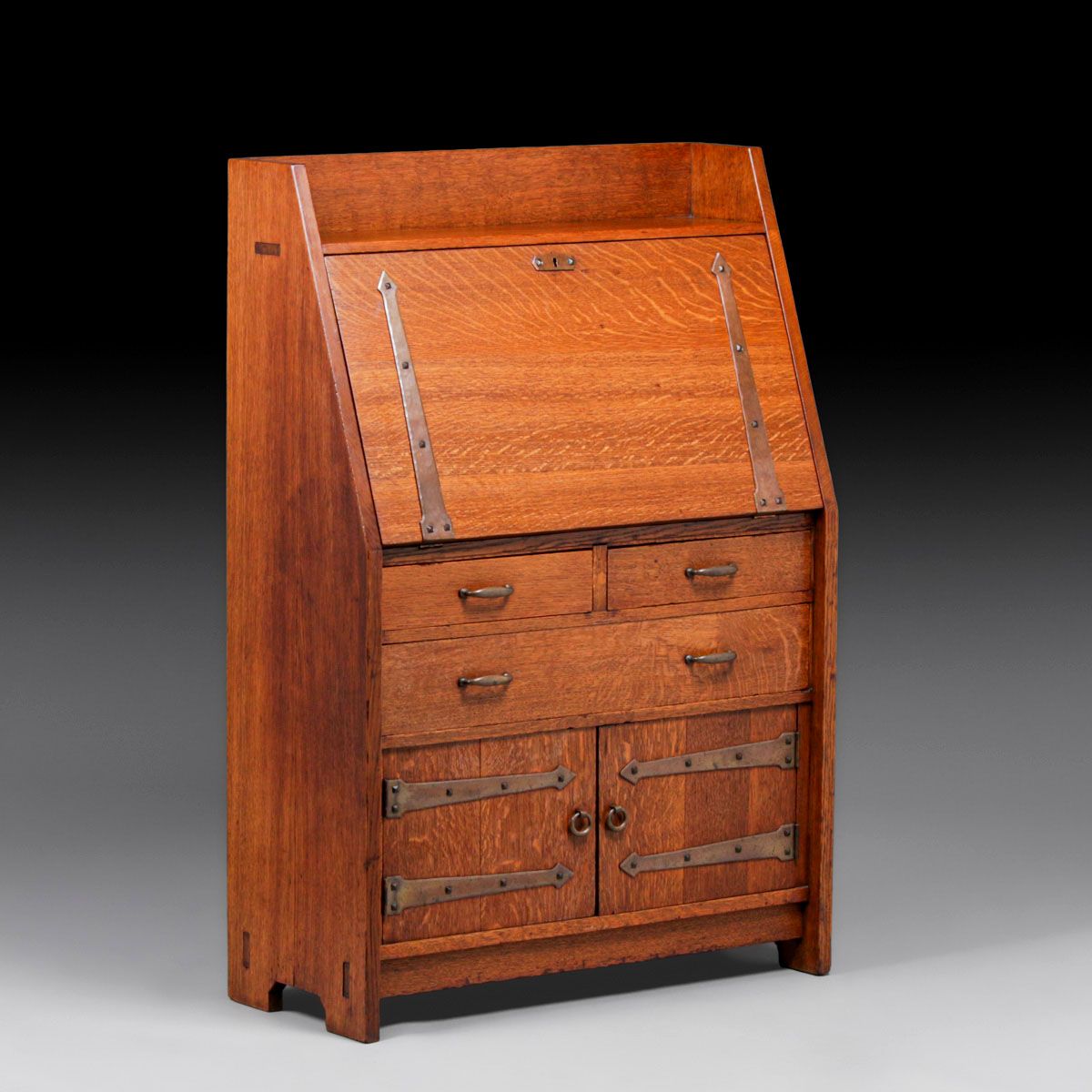 Early Gustav Stickley #550 Strap-Hinge Dropfront Desk c1902