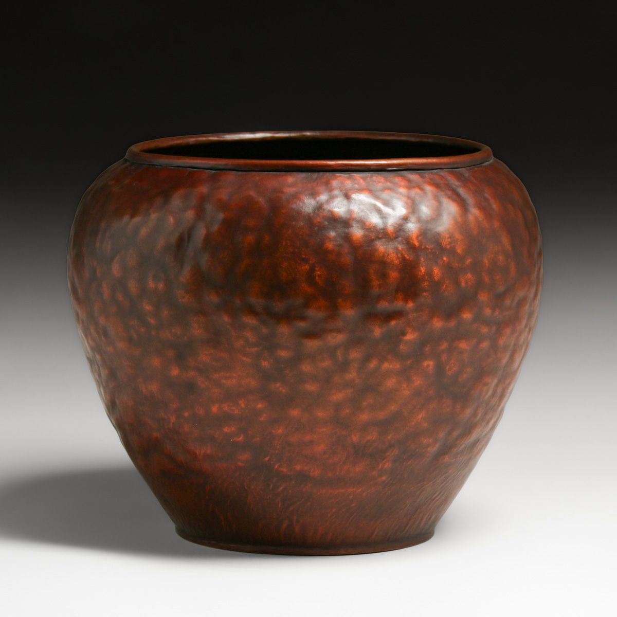 Early Dirk van Erp Hammered Copper Warty Vase c1909
