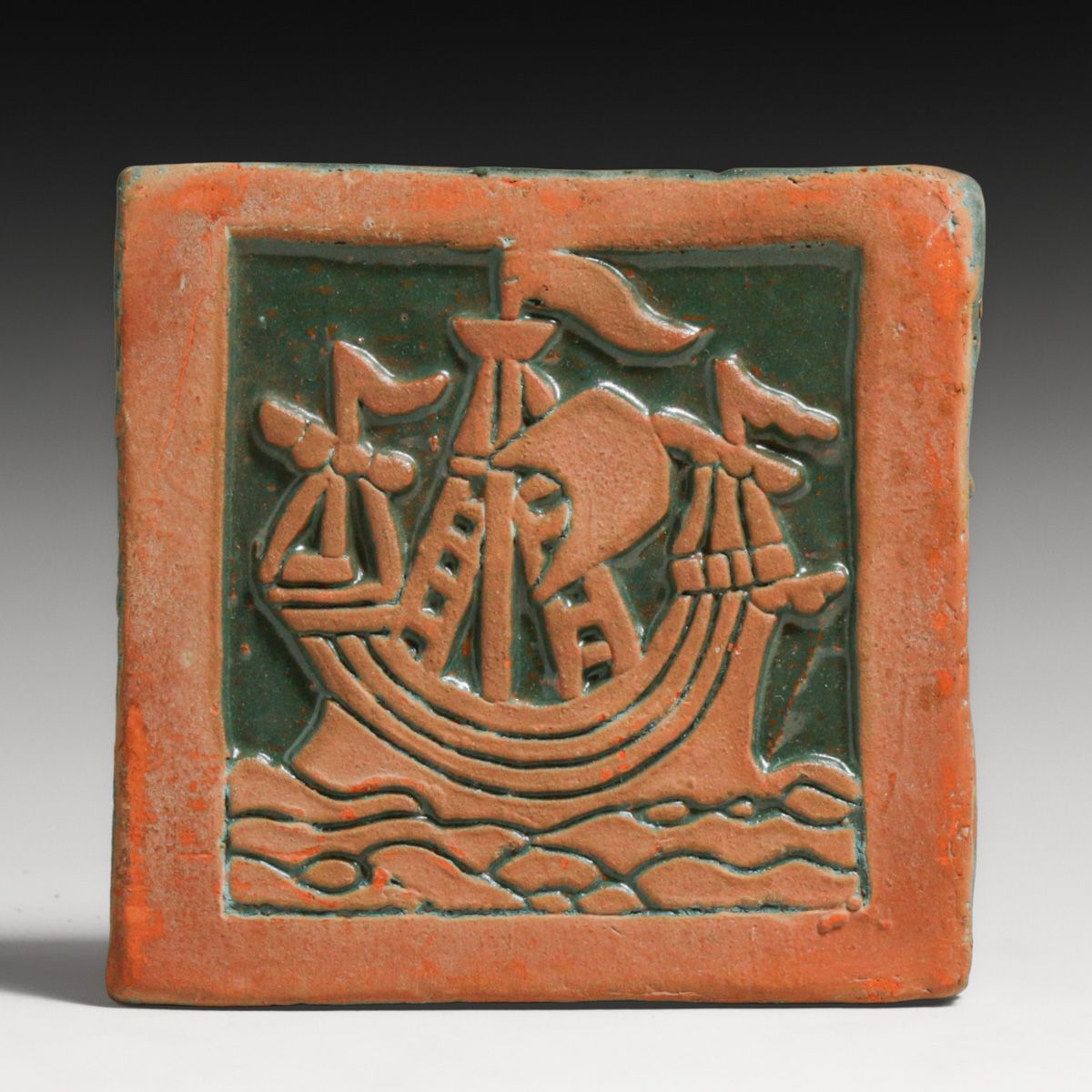 Moravian Mayflower Ship Tile c1920s