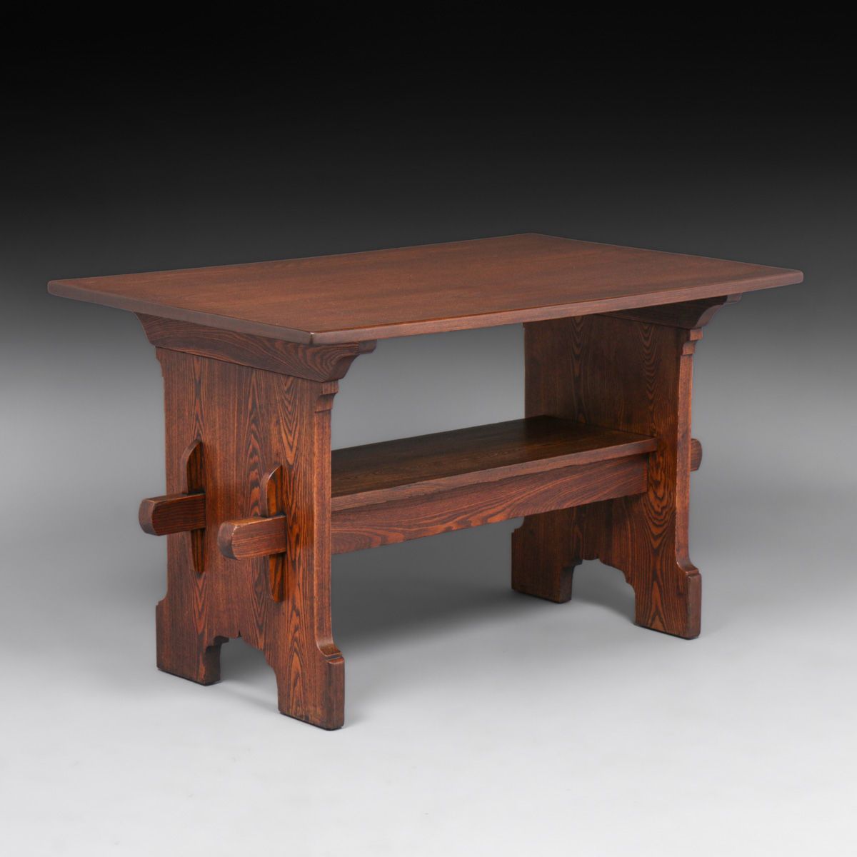 Early Gustav Stickley Chestnut Bungalow Trestle Table c1901