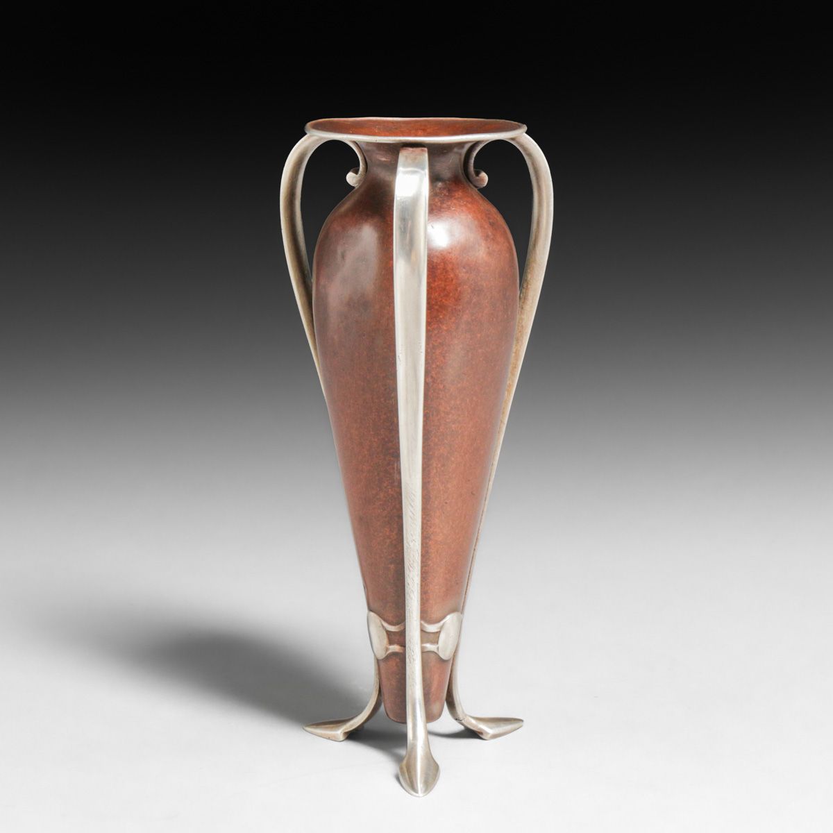 Gorham Copper & Sterling Silver Three-Handle Vase c1900