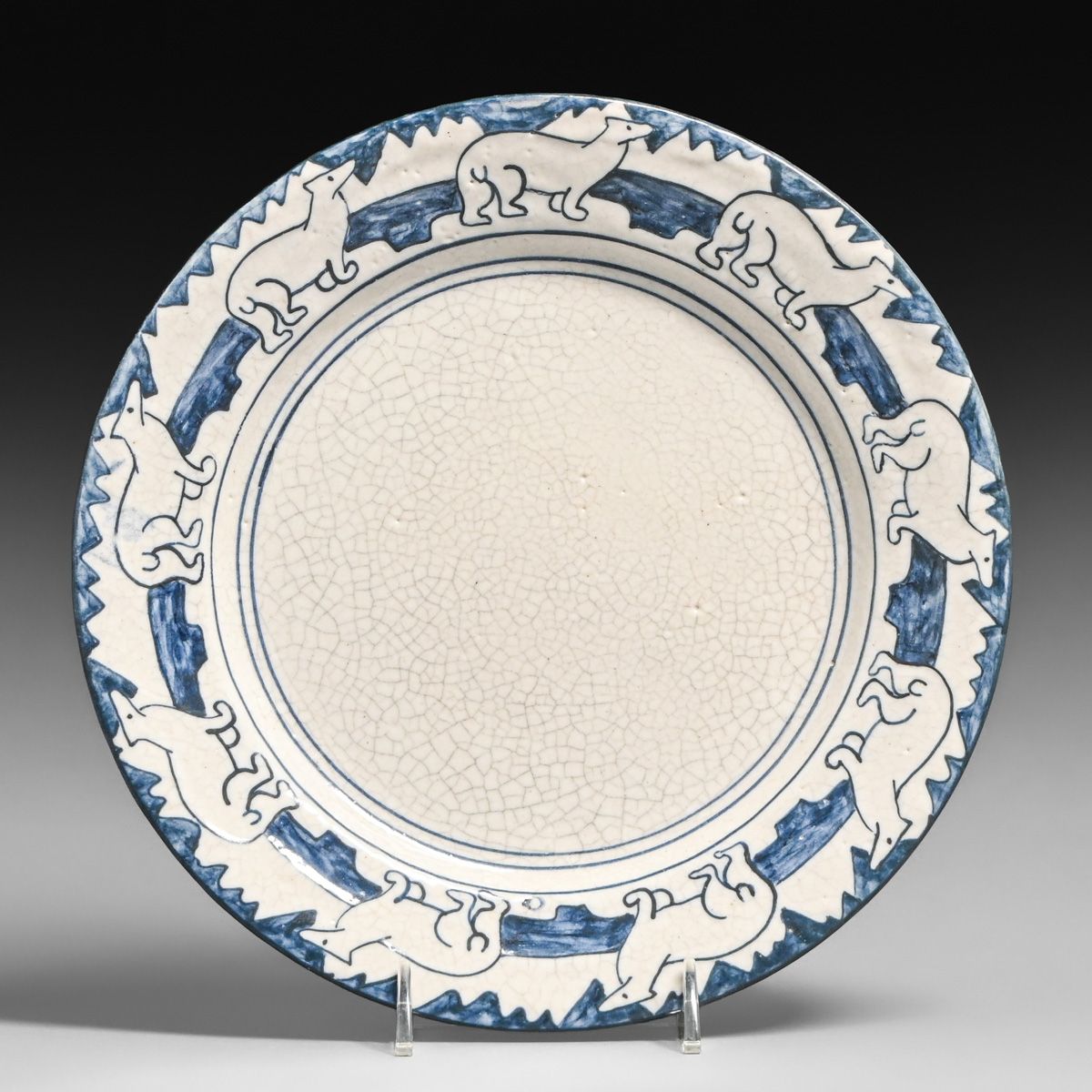 Dedham Pottery Polar Bear Plate c1920s