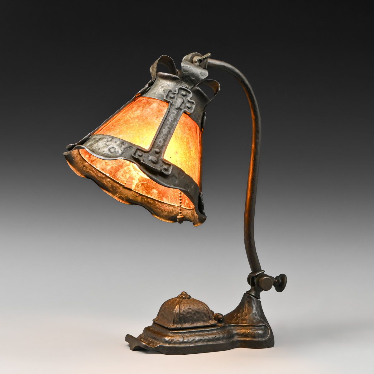 Arts & Crafts Period Iron & MIca Lamp c1910