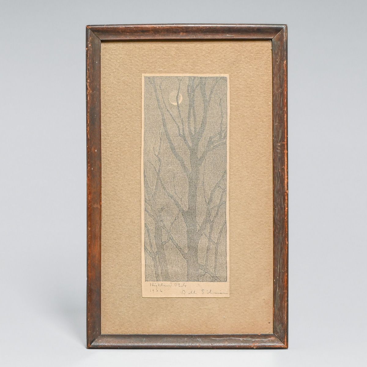 Arts & Crafts Period Graphite "Moon thru Branches Highland Park" 1906