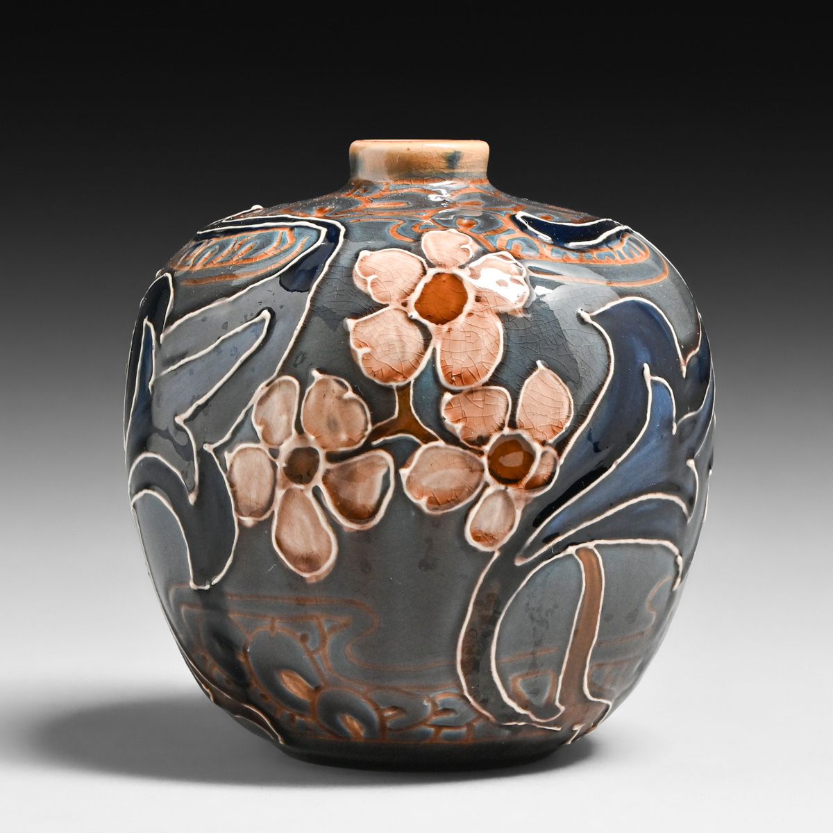 Avon Faience Co - Wheeling, WV William Jervis Frederick Hurten Rhead Squeeze-Bag Vase c1902-1905