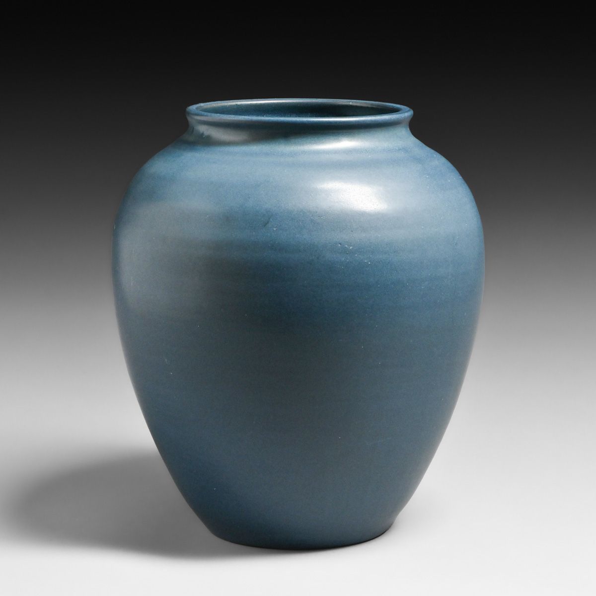 Large Marblehead Pottery Matte Blue Bulbous Vase c1910