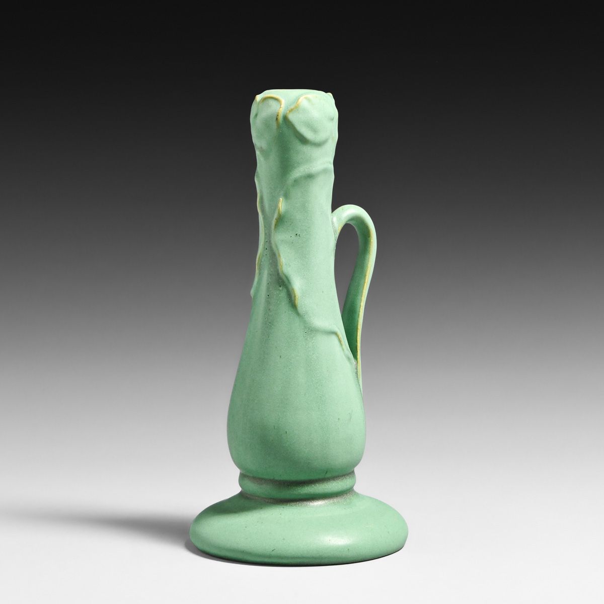 Teco Pottery Organic Art Nouveau Matte Green Candlestick c1910