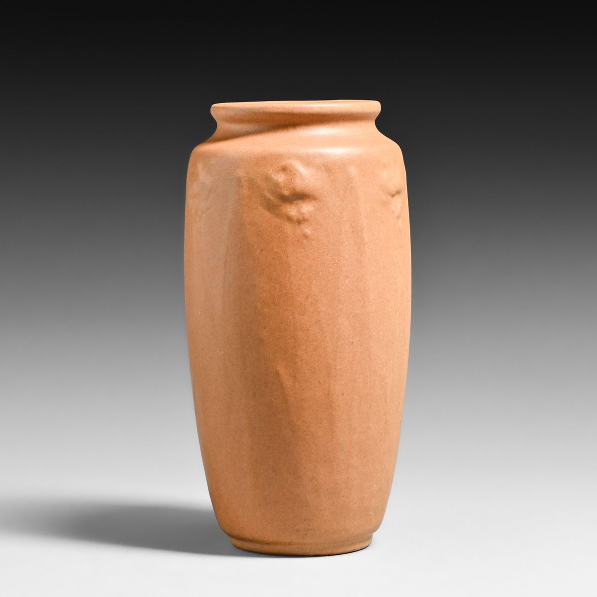 Teco Pottery Matte Brown Daffodils Vase c1910