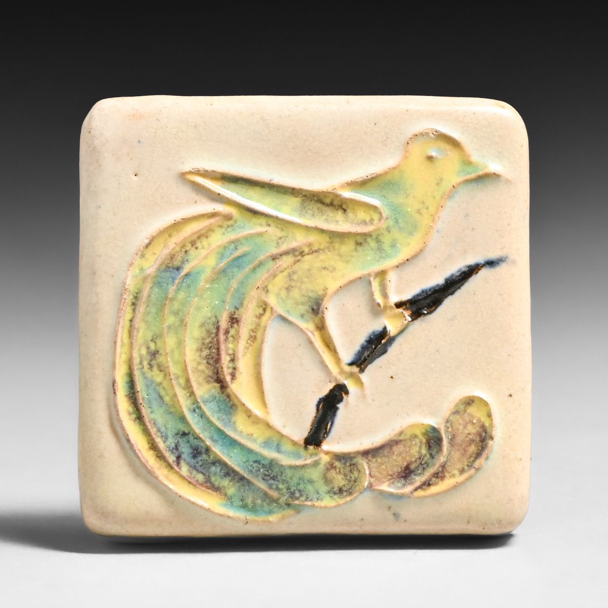 Pewabic Pottery Iridescent Bird Tile c1920s