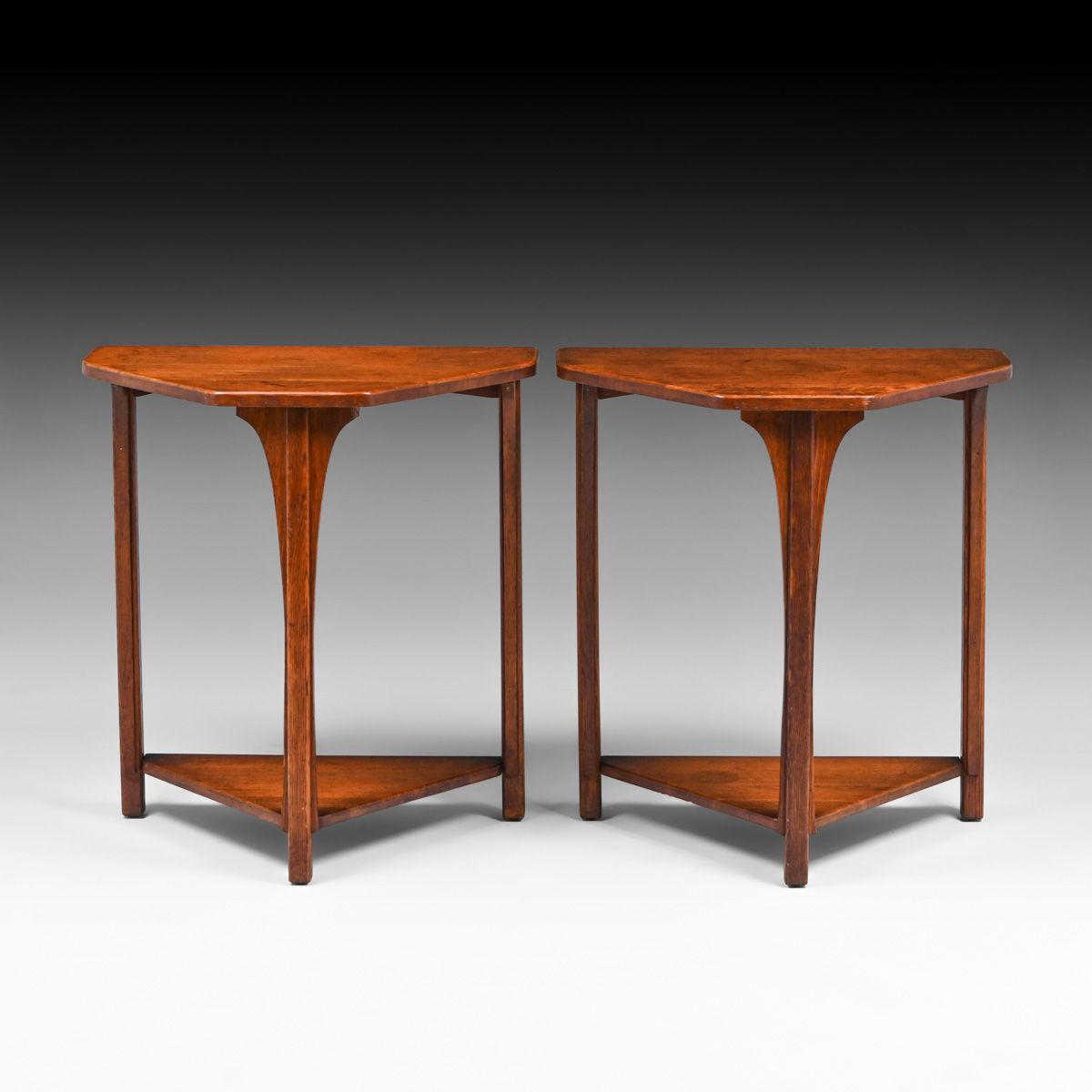 Lifetime Puritan Pair Oak Side Tables c1912