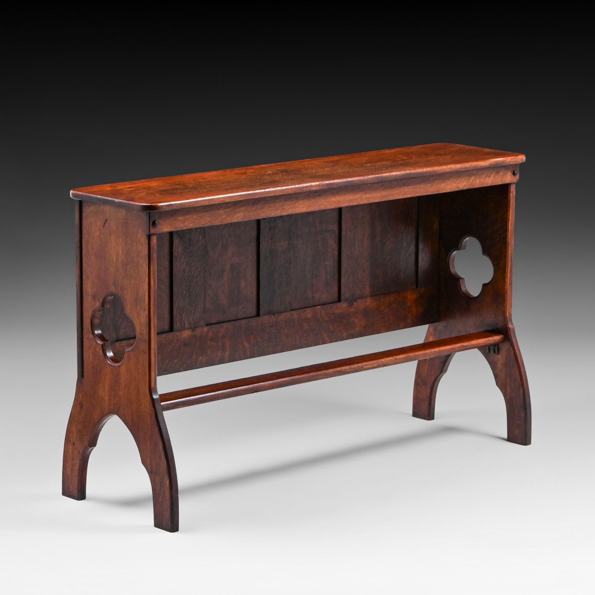 Arts & Crafts Oak Gothic Bench c1900