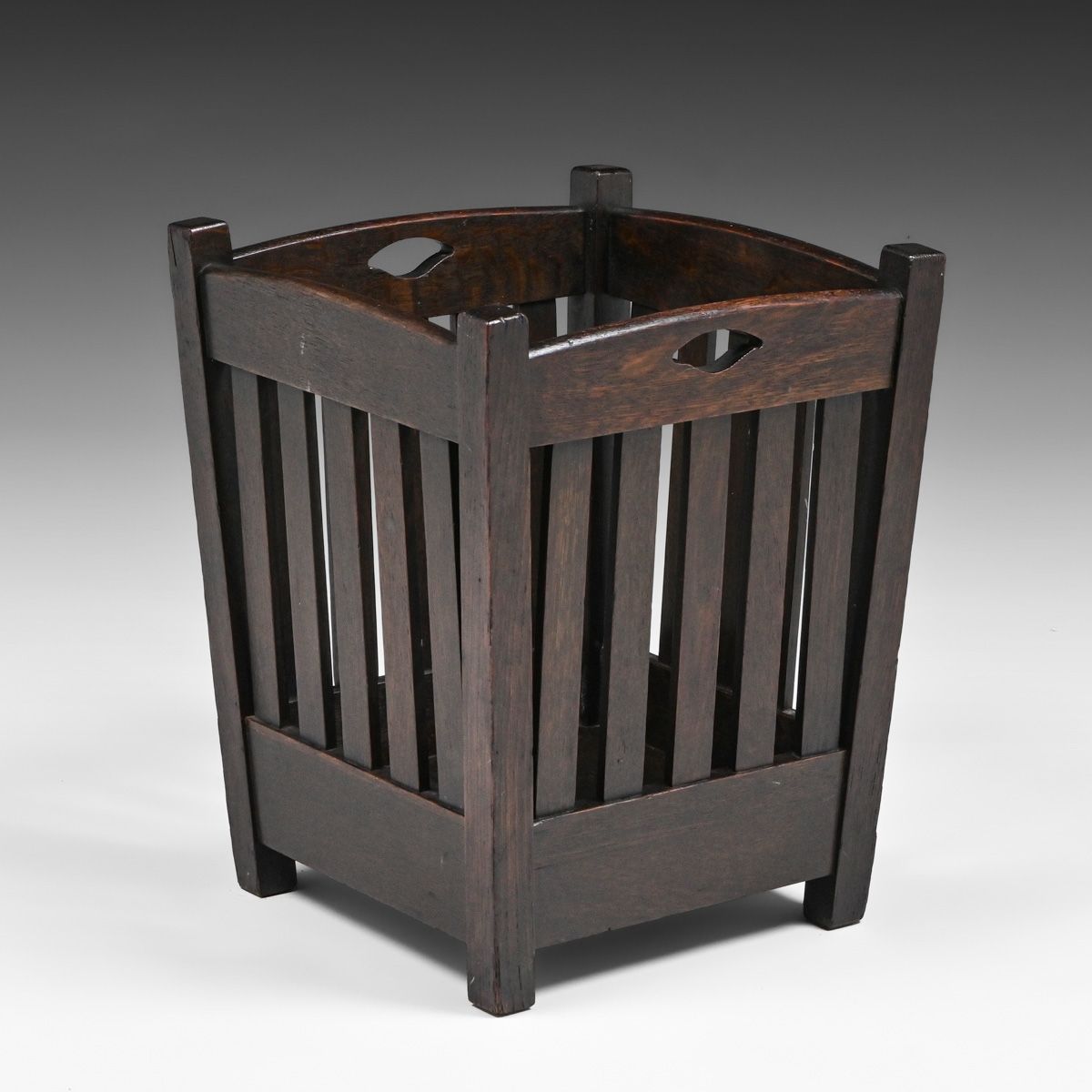 Stickley Brothers Square Oak Wastebasket c1910