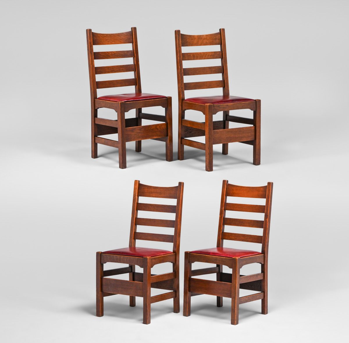 Early Gustav Stickley Tall Ladderback Dining Chairs c1902